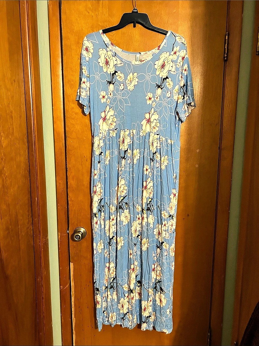 LONGYUAN Women's Plus Size Short Sleeve Casual Maxi Dress with Pockets Maxi